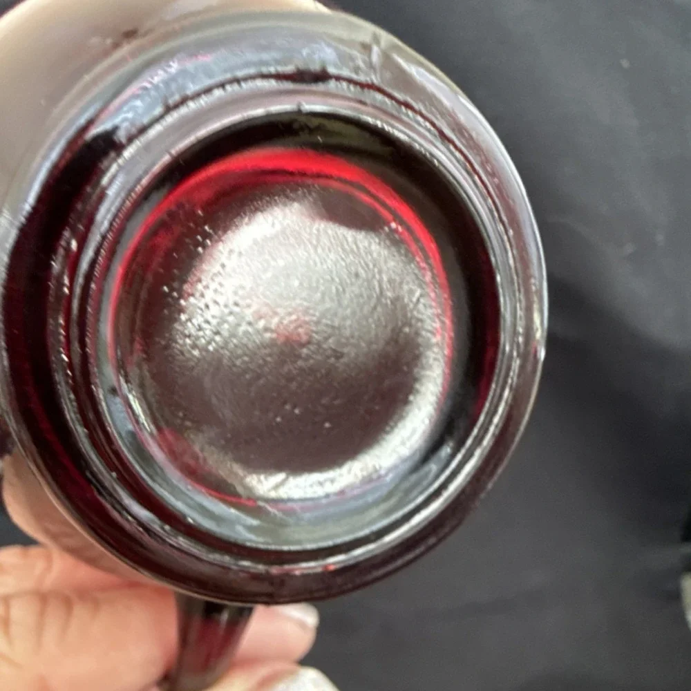 Red Ruby Glass Cup Glossy Round Unisex Adults Drinkware With Handle 2.5 Inch